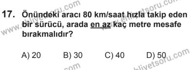 27 Haziran 2015 Tarihli Sürücü Adayları Sınavı K Kitapçığı 17. Soru