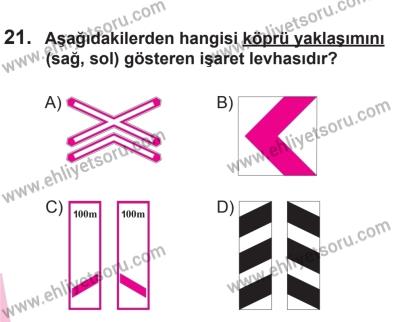 27 Haziran 2015 Tarihli Sürücü Adayları Sınavı K Kitapçığı 21. Soru