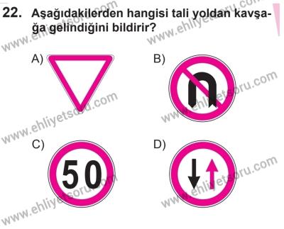 27 Haziran 2015 Tarihli Sürücü Adayları Sınavı K Kitapçığı 22. Soru