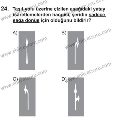 27 Haziran 2015 Tarihli Sürücü Adayları Sınavı K Kitapçığı 24. Soru