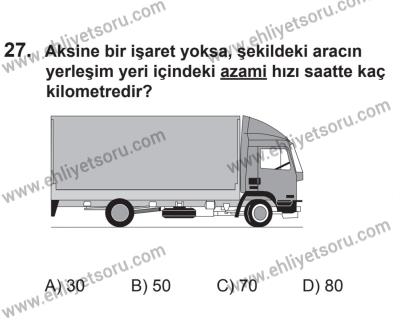 27 Haziran 2015 Tarihli Sürücü Adayları Sınavı K Kitapçığı 27. Soru