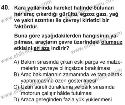 27 Haziran 2015 Tarihli Sürücü Adayları Sınavı K Kitapçığı 40. Soru