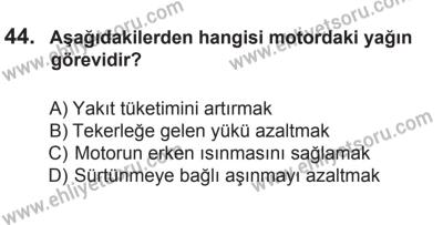 27 Haziran 2015 Tarihli Sürücü Adayları Sınavı K Kitapçığı 44. Soru