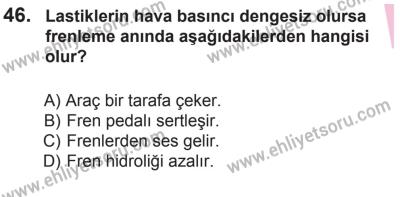 27 Haziran 2015 Tarihli Sürücü Adayları Sınavı K Kitapçığı 46. Soru