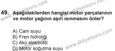 27 Haziran 2015 Tarihli Sürücü Adayları Sınavı K Kitapçığı 49. Soru