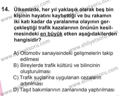 27 Haziran 2015 Tarihli Sürücü Adayları Sınavı L Kitapçığı 14. Soru