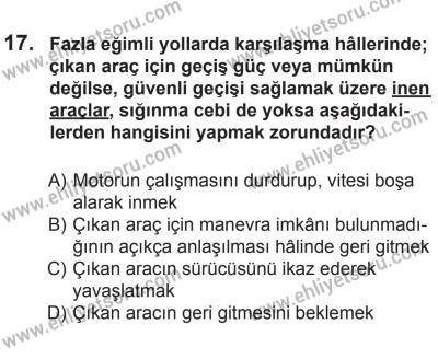 27 Haziran 2015 Tarihli Sürücü Adayları Sınavı L Kitapçığı 17. Soru