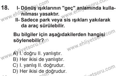 27 Haziran 2015 Tarihli Sürücü Adayları Sınavı L Kitapçığı 18. Soru