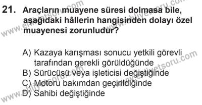 27 Haziran 2015 Tarihli Sürücü Adayları Sınavı L Kitapçığı 21. Soru