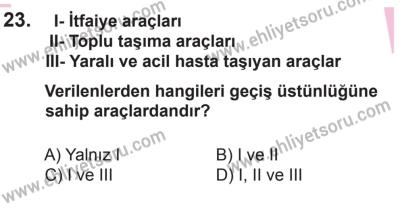 27 Haziran 2015 Tarihli Sürücü Adayları Sınavı L Kitapçığı 23. Soru