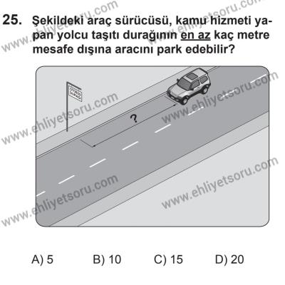 27 Haziran 2015 Tarihli Sürücü Adayları Sınavı L Kitapçığı 25. Soru