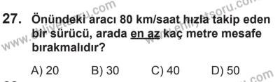 27 Haziran 2015 Tarihli Sürücü Adayları Sınavı L Kitapçığı 27. Soru
