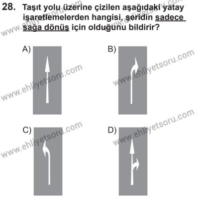 27 Haziran 2015 Tarihli Sürücü Adayları Sınavı L Kitapçığı 28. Soru