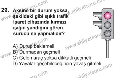 27 Haziran 2015 Tarihli Sürücü Adayları Sınavı L Kitapçığı 29. Soru