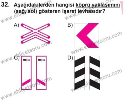 27 Haziran 2015 Tarihli Sürücü Adayları Sınavı L Kitapçığı 32. Soru