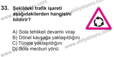 27 Haziran 2015 Tarihli Sürücü Adayları Sınavı L Kitapçığı 33. Soru