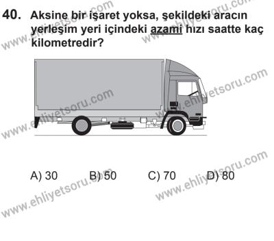 27 Haziran 2015 Tarihli Sürücü Adayları Sınavı L Kitapçığı 40. Soru