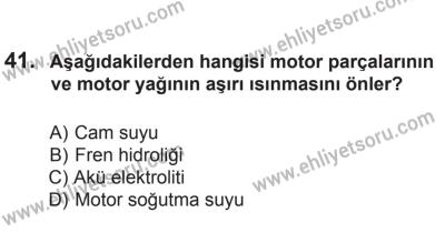 27 Haziran 2015 Tarihli Sürücü Adayları Sınavı L Kitapçığı 41. Soru