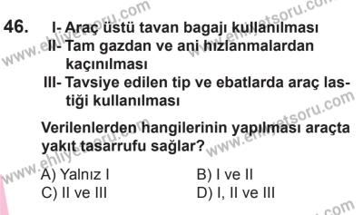 27 Haziran 2015 Tarihli Sürücü Adayları Sınavı L Kitapçığı 46. Soru