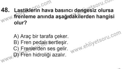 27 Haziran 2015 Tarihli Sürücü Adayları Sınavı L Kitapçığı 48. Soru