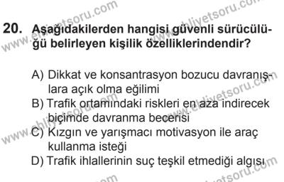 27 Haziran 2015 Tarihli Sürücü Adayları Sınavı M Kitapçığı 20. Soru