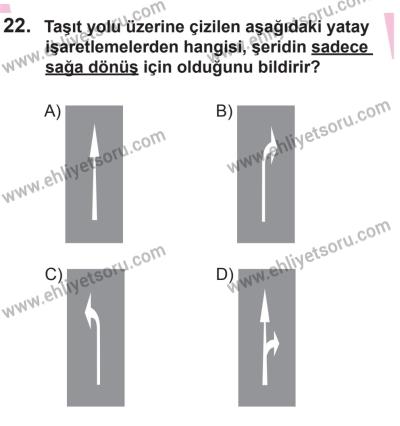 27 Haziran 2015 Tarihli Sürücü Adayları Sınavı M Kitapçığı 22. Soru