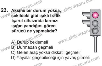 27 Haziran 2015 Tarihli Sürücü Adayları Sınavı M Kitapçığı 23. Soru