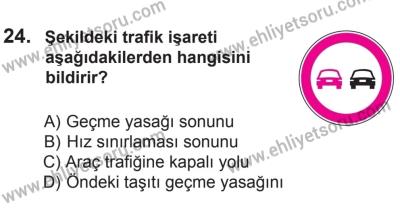 27 Haziran 2015 Tarihli Sürücü Adayları Sınavı M Kitapçığı 24. Soru