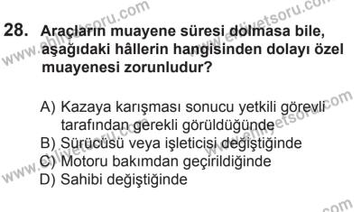 27 Haziran 2015 Tarihli Sürücü Adayları Sınavı M Kitapçığı 28. Soru