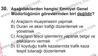 27 Haziran 2015 Tarihli Sürücü Adayları Sınavı M Kitapçığı 30. Soru