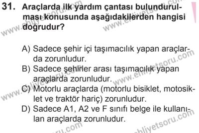27 Haziran 2015 Tarihli Sürücü Adayları Sınavı M Kitapçığı 31. Soru