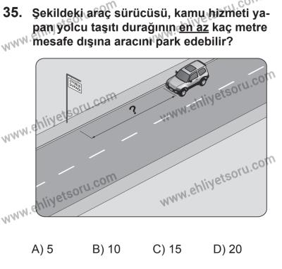 27 Haziran 2015 Tarihli Sürücü Adayları Sınavı M Kitapçığı 35. Soru