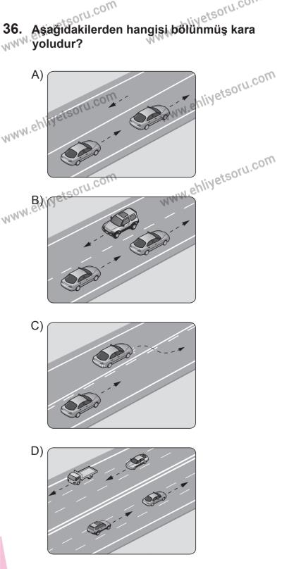 27 Haziran 2015 Tarihli Sürücü Adayları Sınavı M Kitapçığı 36. Soru