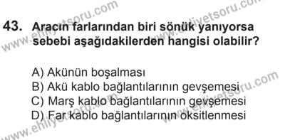 27 Haziran 2015 Tarihli Sürücü Adayları Sınavı M Kitapçığı 43. Soru