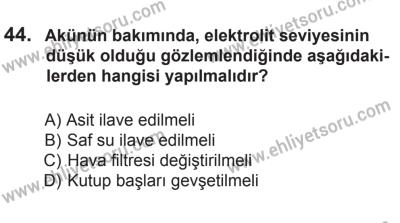 27 Haziran 2015 Tarihli Sürücü Adayları Sınavı M Kitapçığı 44. Soru