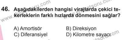 27 Haziran 2015 Tarihli Sürücü Adayları Sınavı M Kitapçığı 46. Soru