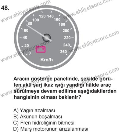 27 Haziran 2015 Tarihli Sürücü Adayları Sınavı M Kitapçığı 48. Soru