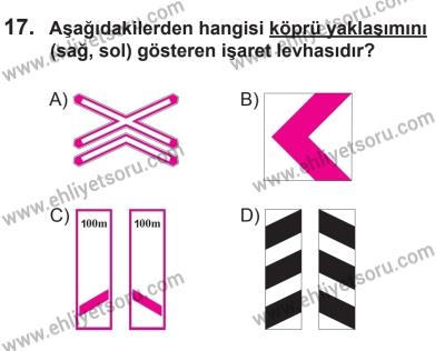 27 Haziran 2015 Tarihli Sürücü Adayları Sınavı N Kitapçığı 17. Soru
