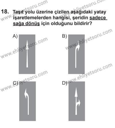 27 Haziran 2015 Tarihli Sürücü Adayları Sınavı N Kitapçığı 18. Soru