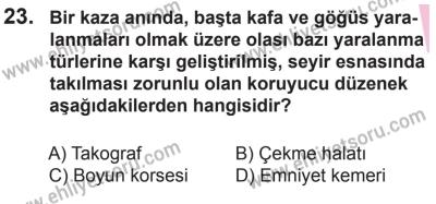 27 Haziran 2015 Tarihli Sürücü Adayları Sınavı N Kitapçığı 23. Soru