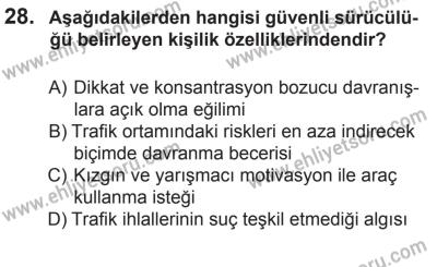 27 Haziran 2015 Tarihli Sürücü Adayları Sınavı N Kitapçığı 28. Soru
