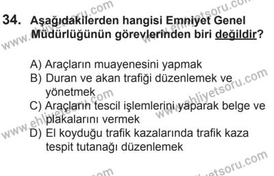27 Haziran 2015 Tarihli Sürücü Adayları Sınavı N Kitapçığı 34. Soru