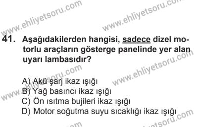 27 Haziran 2015 Tarihli Sürücü Adayları Sınavı N Kitapçığı 41. Soru