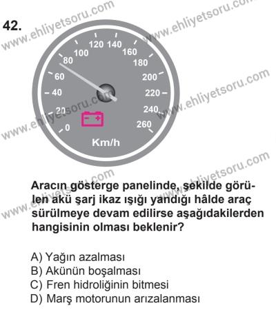 27 Haziran 2015 Tarihli Sürücü Adayları Sınavı N Kitapçığı 42. Soru