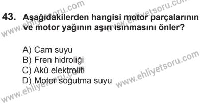 27 Haziran 2015 Tarihli Sürücü Adayları Sınavı N Kitapçığı 43. Soru