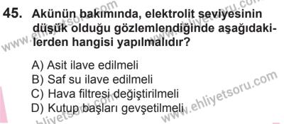27 Haziran 2015 Tarihli Sürücü Adayları Sınavı N Kitapçığı 45. Soru