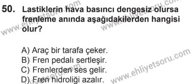 27 Haziran 2015 Tarihli Sürücü Adayları Sınavı N Kitapçığı 50. Soru