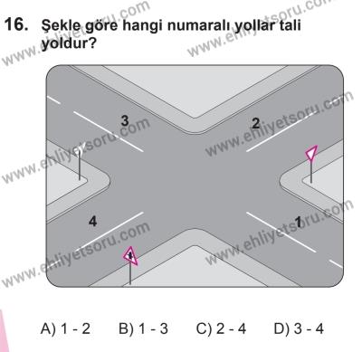 29 Ağustos 2015 Tarihli Sürücü Adayları Sınavı K Kitapçığı 16. Soru