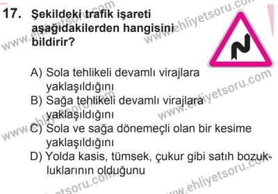29 Ağustos 2015 Tarihli Sürücü Adayları Sınavı K Kitapçığı 17. Soru
