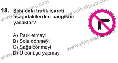 29 Ağustos 2015 Tarihli Sürücü Adayları Sınavı K Kitapçığı 18. Soru